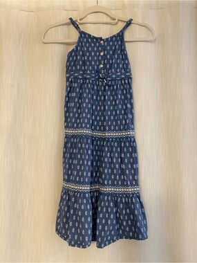 Old Navy Blue Printed Maxi Sundress with White Floral Motif